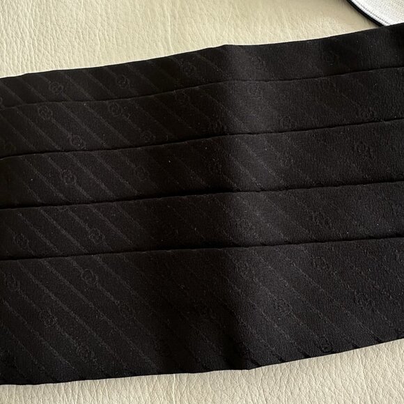 NEW GUCCI SILK CUMMERBUND Black Sz M 100% Authentic Made In Italy GG - Picture 6 of 14